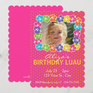 Hawaiian Luau Birthday Party Invitation