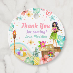 Hawaiian Luau Birthday Tropical Pool Party Pastel Favour Tags