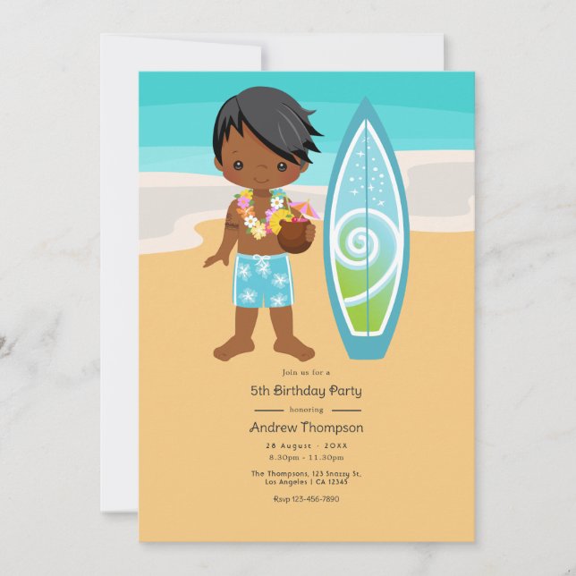 Hawaiian Luau Boy Birthday Party Invitation (Front)