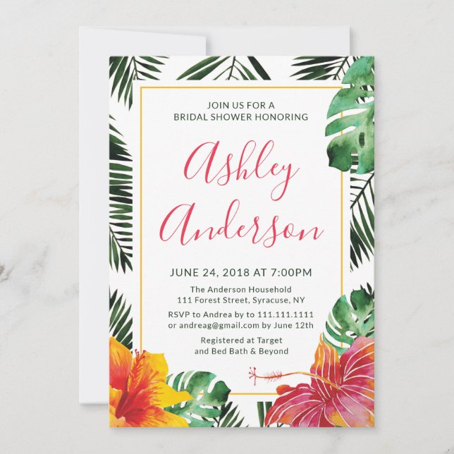 Hawaiian Luau Bridal Shower Invitation (Front)