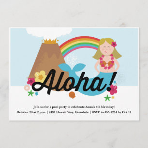 Hawaiian Luau Children's Birthday Party Invitation
