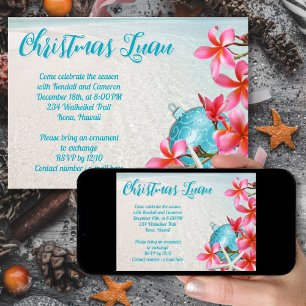 Hawaiian Luau Christmas Frangipani Invitation