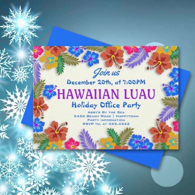 Hawaiian Luau Custom Party Hibiscus Invitations (Creator Uploaded)