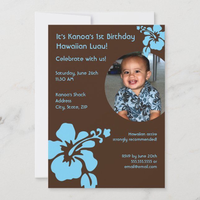 Hawaiian Luau Custom Photo Birthday Invitation (Front)