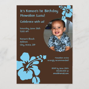 Hawaiian Luau Custom Photo Birthday Invitation