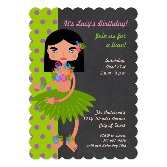 Luau Girl Birthday Party Invitations 10