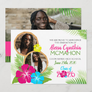 Hawaiian Luau Graduation 3 Photo Announcement