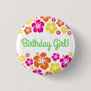 Hawaiian Luau Kids Birthday Party 3 Cm Round Badge