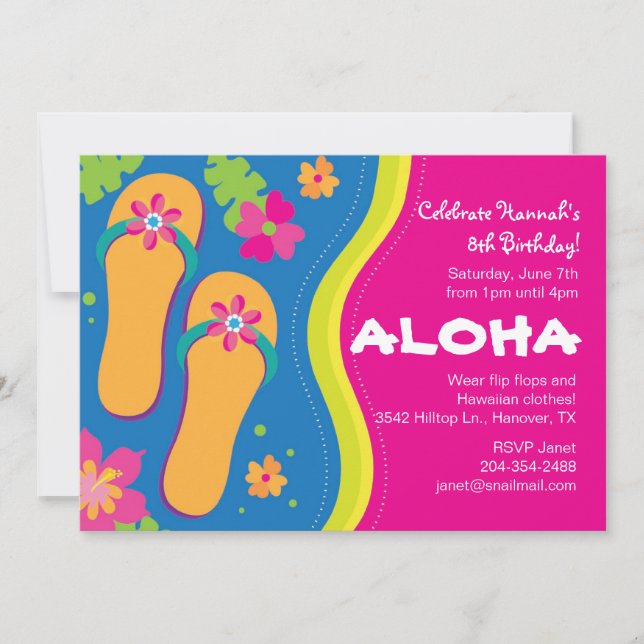 Hawaiian Luau Party Invitation (Front)