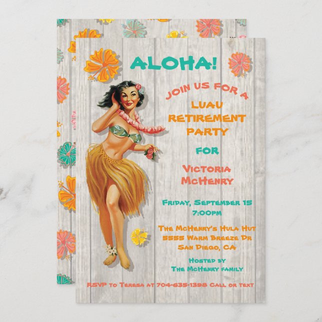 Hawaiian Luau Party Invitation (Front/Back)