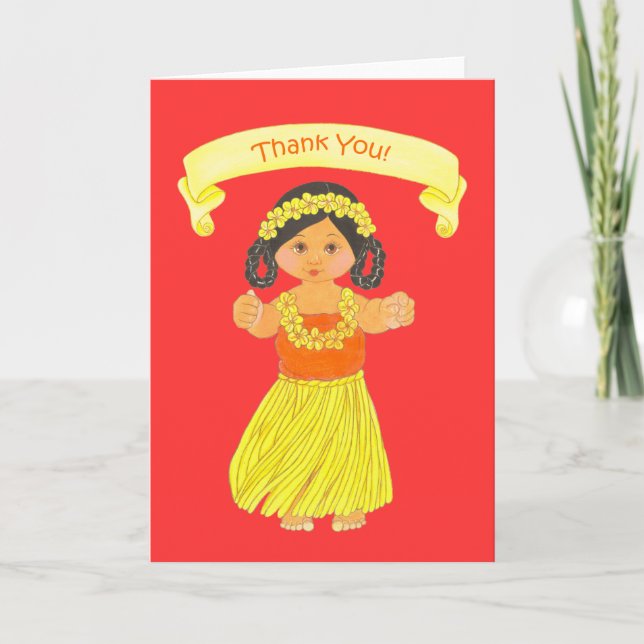 Hawaiian Luau Party Thank You Cards (Front)