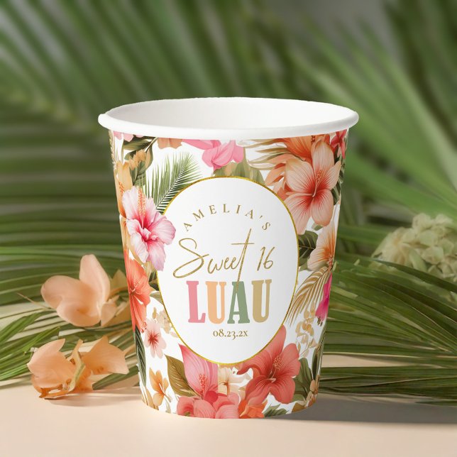 Hawaiian Luau Sweet Sixteen Floral Pattern ID1092 Paper Cups (Creator Uploaded)
