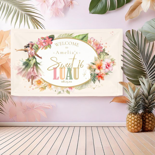 Hawaiian Luau Sweet Sixteen Hula Welcome ID1092 Banner (Creator Uploaded)