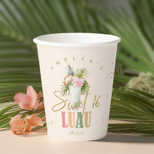 Hawaiian Luau Sweet Sixteen ID1092 Paper Cups