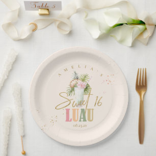 Hawaiian Luau Sweet Sixteen Mocktail ID1092 Paper Plate