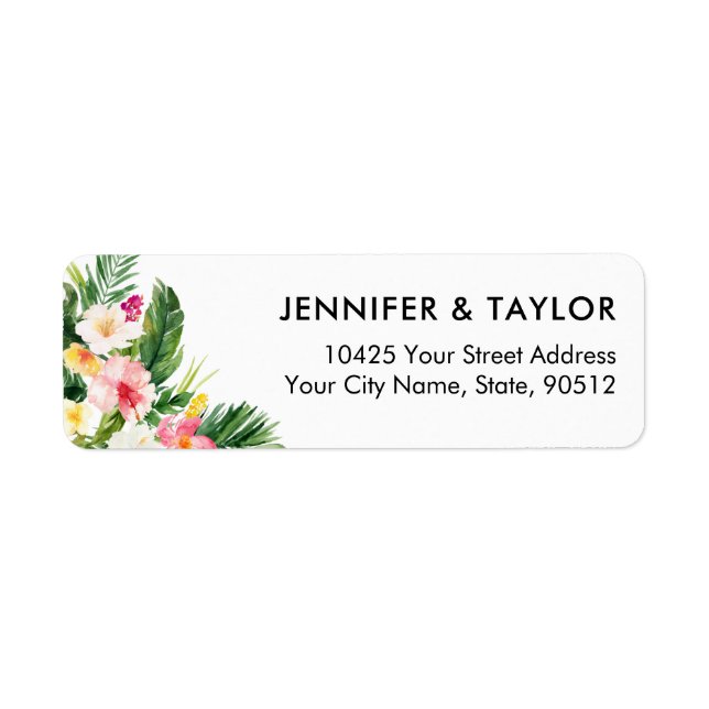 Hawaiian Luau Tropical Wedding Return Address Return Address Label (Front)