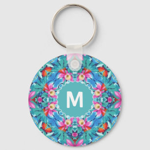 Hawaiian Mandala Abstract Monogram Key Ring