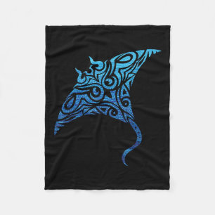 Hawaiian Manta Ray Tribal Polynesian Tattoo Pacifi Fleece Blanket