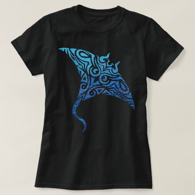 Hawaiian Manta Ray Tribal Polynesian Tattoo Pacifi T-Shirt (Design Front)