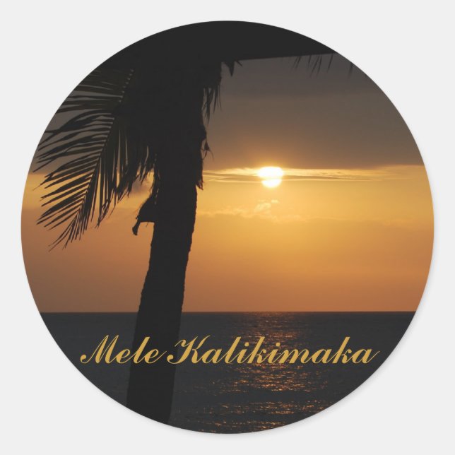 Hawaiian Mele Kalikimaka Christmas Classic Round Sticker (Front)