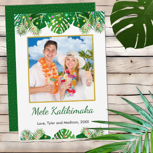Hawaiian Mele Kalikimaka Christmas Lights Photo Holiday Card