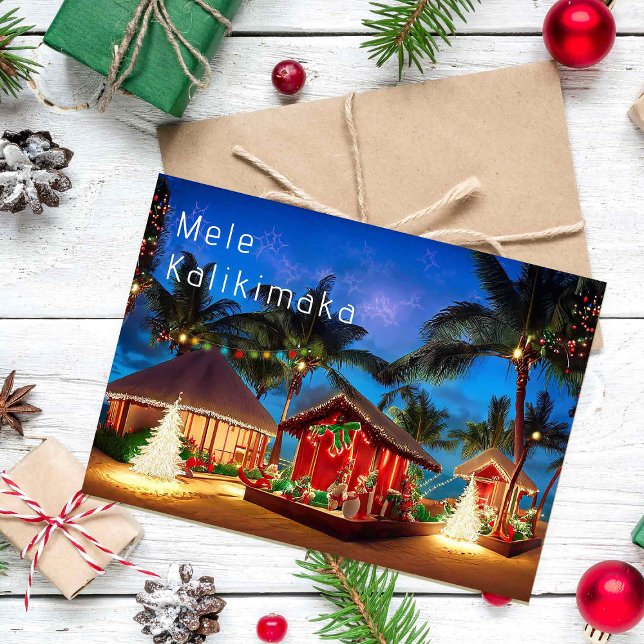 Hawaiian Mele Kalikimaka On The Beach Card (Creator Uploaded)