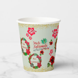 Hawaiian Mele Kalikimaka Tropical Wreath Paper Cu Cups