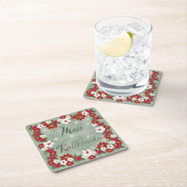 Hawaiian Mele Kalikimaka Wreath Coasters (Insitu)