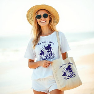 Hawaiian Mermaid-Fisherman-Salty Sassy & Splashy Large Tote Bag