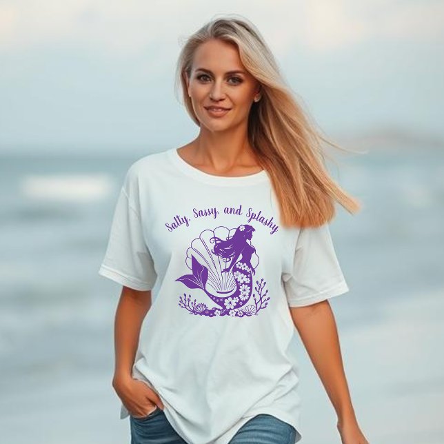 Hawaiian Mermaid-Salty, Sassy and Splashy Purple T-Shirt (Hawaiian Mermaid, Salty Sassy and Splashy, Trending Fisherman Style Fashion, Summer, Beach t shirt)