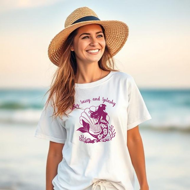 Hawaiian Mermaid-Salty, Sassy and Splashy T-Shirt (Hawaiian Mermaid-Salty Sassy and Splashy Woman Fisherman Trend Fashion, t shirt, beach, summer)