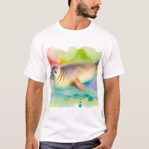 Hawaiian monk seal 211024AREF134 - Watercolor T-Shirt