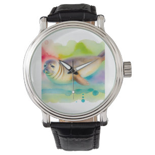 Hawaiian monk seal 211024AREF134 - Watercolor Watch