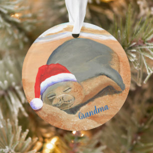 Hawaiian Monk Seal Christmas Mele Kalikimaka Ornament