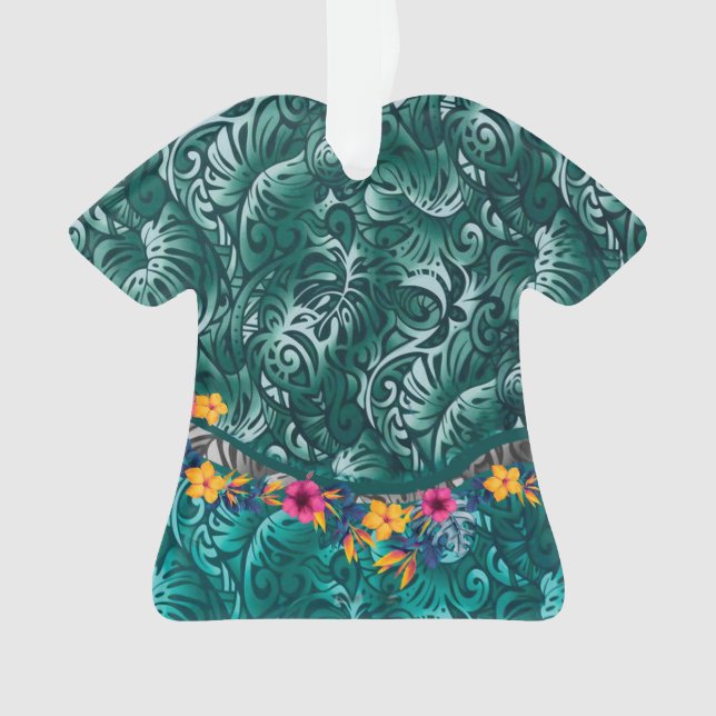 Hawaiian Monstera Barkcloth Fusion Ornament (Front)