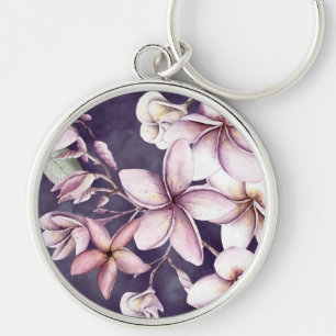 Hawaiian Moonlight Plumeria Key Ring