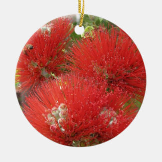 Hawaiian Native Ohia Lehua Flower Design Ceramic Tree Decoration