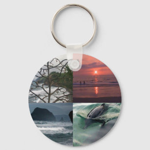 Hawaiian Ocean Beach Tree Photo View Key Ring