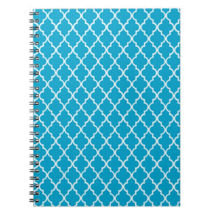 Hawaiian Ocean Blue And White Moroccan Trellis Notebook