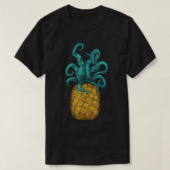 Hawaiian Octopus Pineapple Aloha Beach Hawaii Summ T-Shirt (Design Front)
