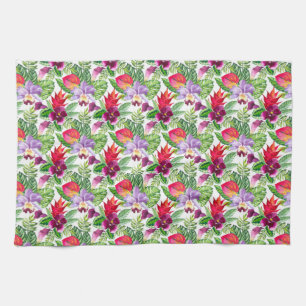 Hawaiian orchids kitchen towel