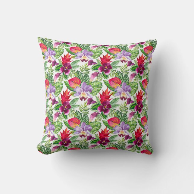 Hawaiian orchids throw pillow (Front)
