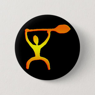 Hawaiian Paddle Man Petroglyph - Button