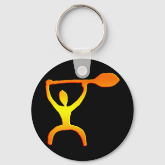 Hawaiian Paddle Man Petroglyph - Keychain