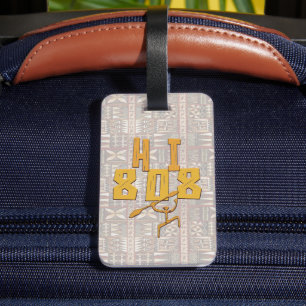 Hawaiian Paddleman and Tapa Luggage Tag