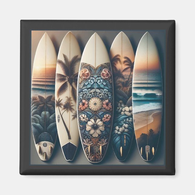 Hawaiian Painted Surfboards Magnet (Front)