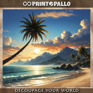 Hawaiian palm beach at sunset tissue paper