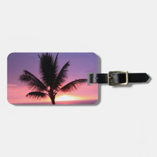 Hawaiian Palm Tree & Colourful Sunset Luggage Tag