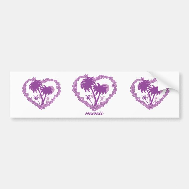 Hawaiian Palm Tree Heart Bumper Sticker (Front)