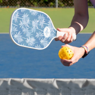 Hawaiian Palm Tree Silhouette Pattern Blue ID1093 Pickleball Paddle